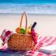 Almuerzo picnic a lado de la playa